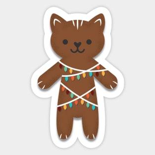 Gingerbread Candy String Lights Cat Sticker